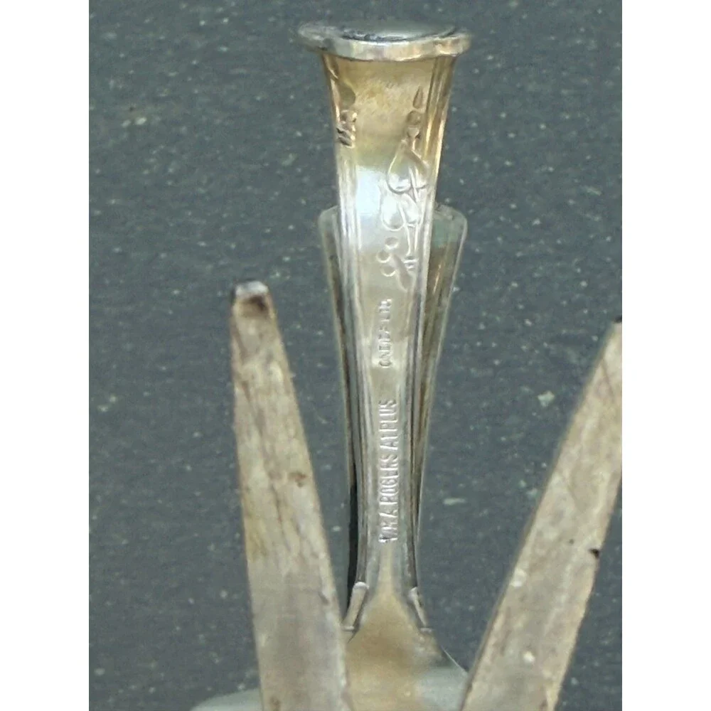 Vintage Silverplate Flatware Art Candle Holder Handmade Mid-Century Style